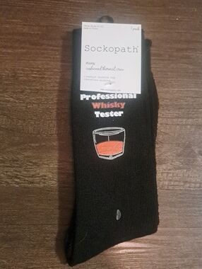 Men's Black 'Professional Whisky Tester' Thick Crew Socks New